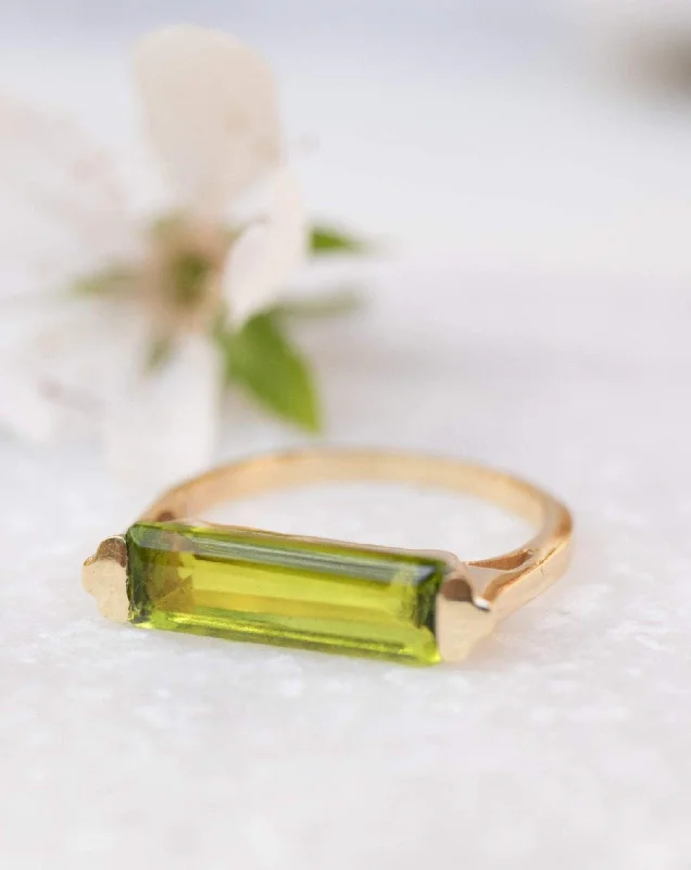 high-quality rings for women-Carine Gold Ring ~ Peridot Hydro ~ 18k Gold Plated ~MR160