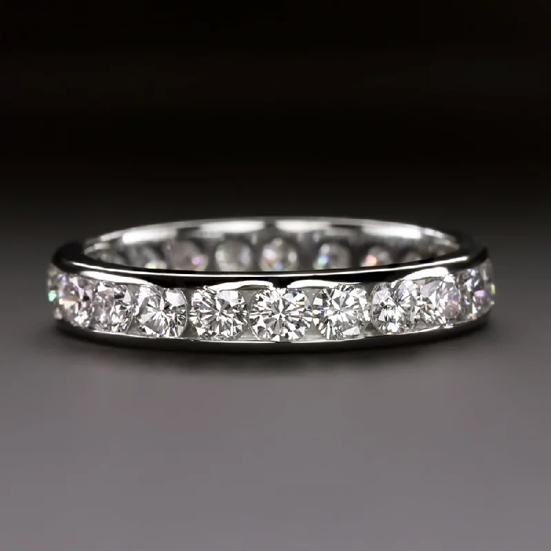 intricate design engagement rings for women-1.5 CARAT G VS DIAMOND PLATINUM ETERNITY RING WEDDING BAND EXCELLENT CUT NATURAL