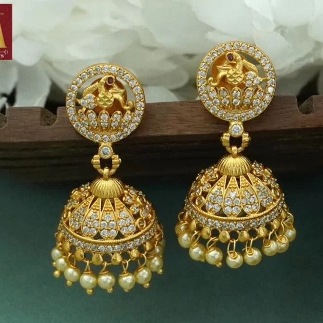 drop earrings for women-Bhargav Arts Gold Plated Jhumki Earrings