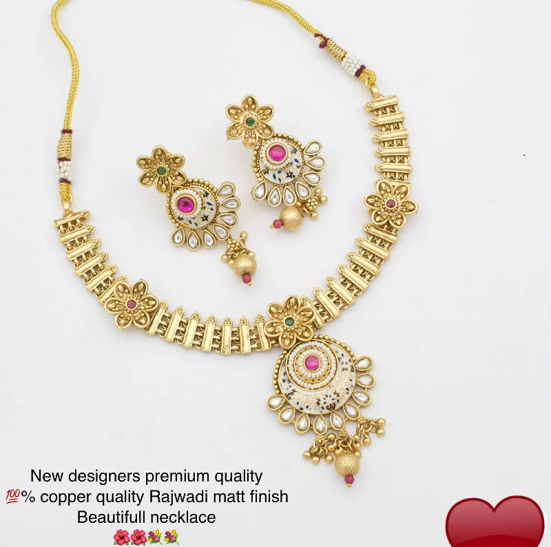 designer necklaces for women-Pooja Bangles Gold Plated Pota Necklace set