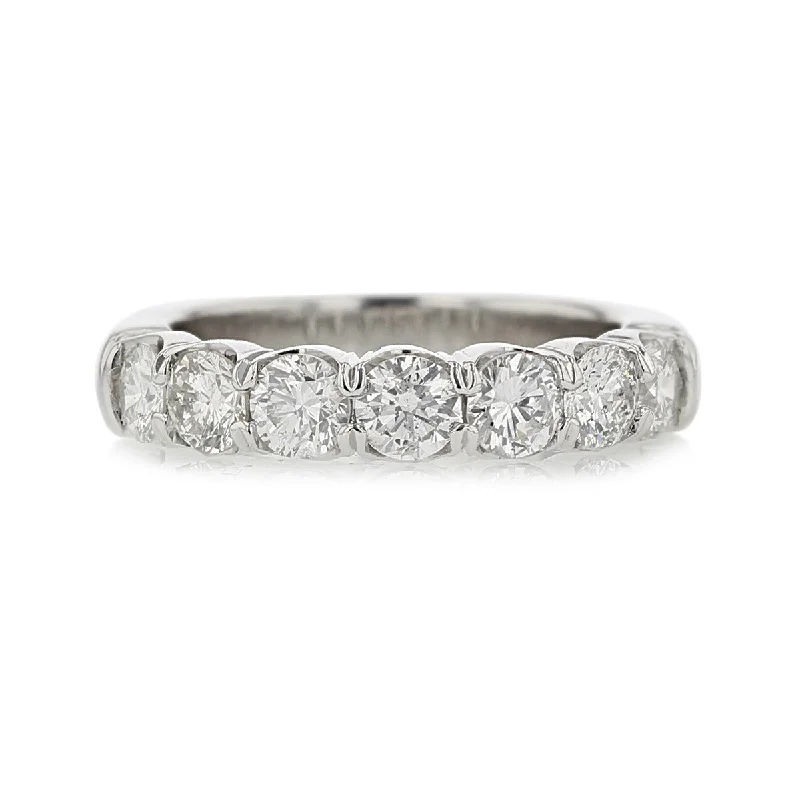 floral diamond engagement rings for women-Platinum Round Brilliant Diamond Wedding Band