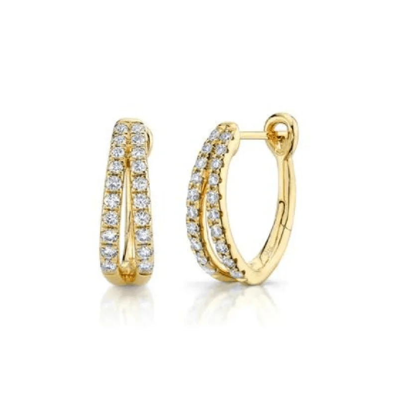 elegant drop earrings for women-Diamond Split Hoops