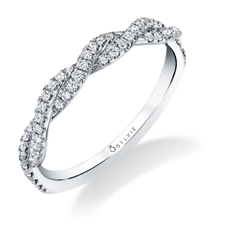 solitaire rings for women-Sylvie Modern Spiral Wedding Band BS1523