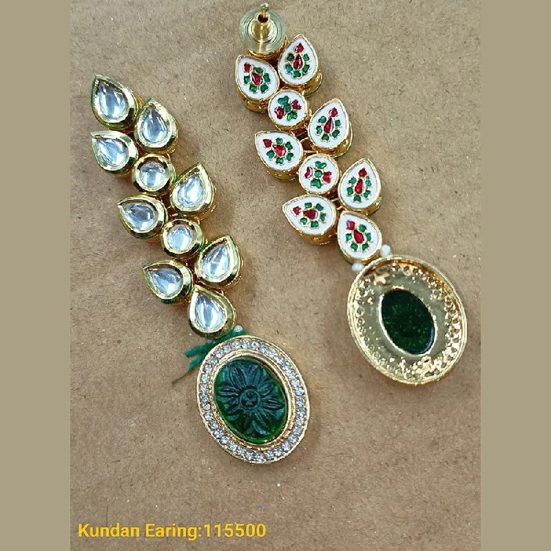 modern gold earrings for women-Padmawati Bangles Gold Plated Kundan Stone Dangler Earrings