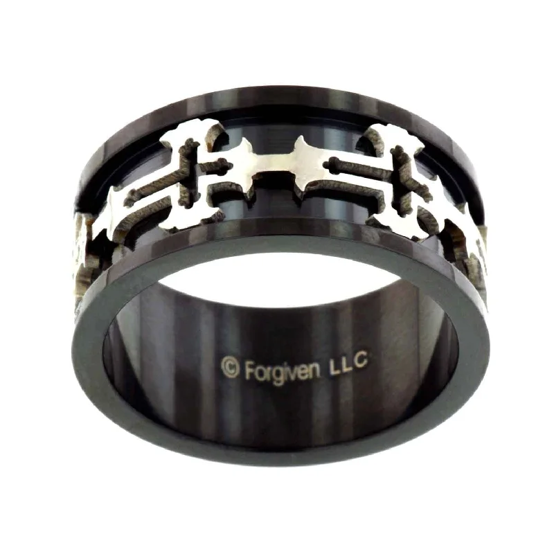 black rings for women-Large Cross Ring