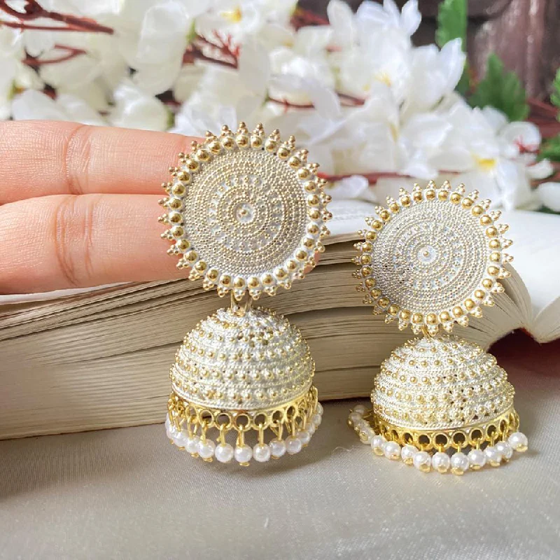 luxury hoop earrings for women-Subhag Alankar White Attractive Kundan Jhumki earrings ideal for festive wear