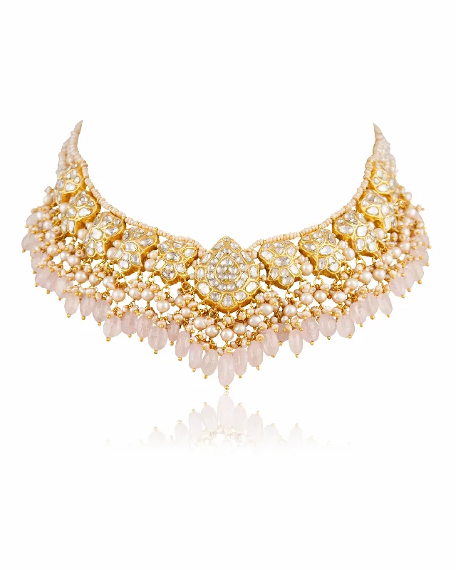 elegant gold necklaces for women-Darshi Polki Necklace