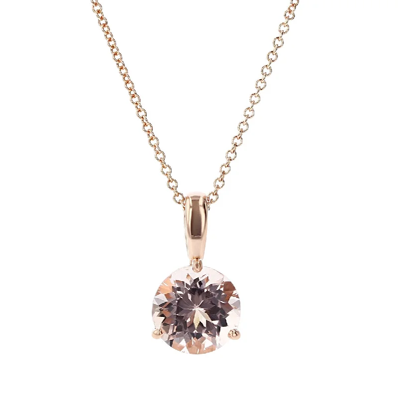 woven necklaces for women-14K Rose Gold Morganite Pendant Necklace