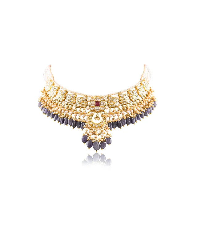 sun necklace for women-Bhavika Polki Necklace