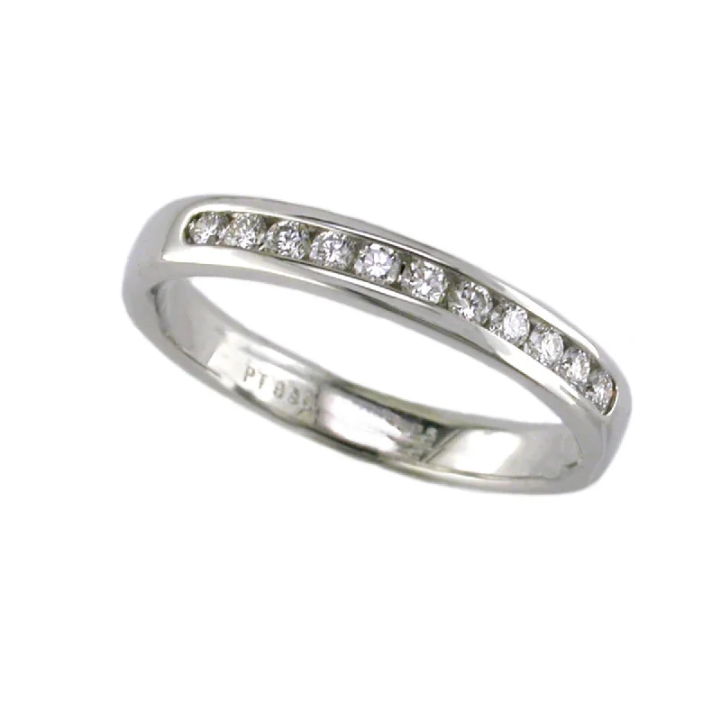 thin band engagement rings for women-Platinum Channel-set Diamond Wedding Band