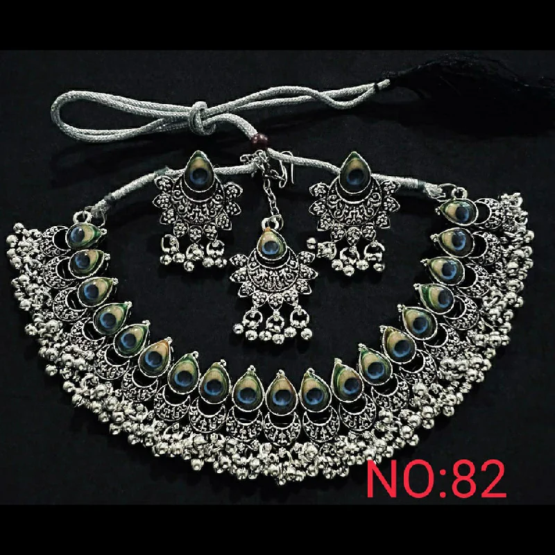 collar necklaces for women-Manisha Jewellery Oxidised Plated Necklace Set