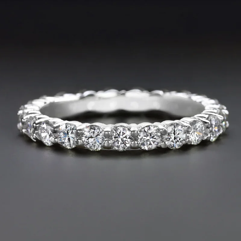 platinum engagement rings for women-1.62ct DIAMOND ETERNITY RING WEDDING BAND VERY GOOD ROUND CUT WHITE GOLD NATURAL