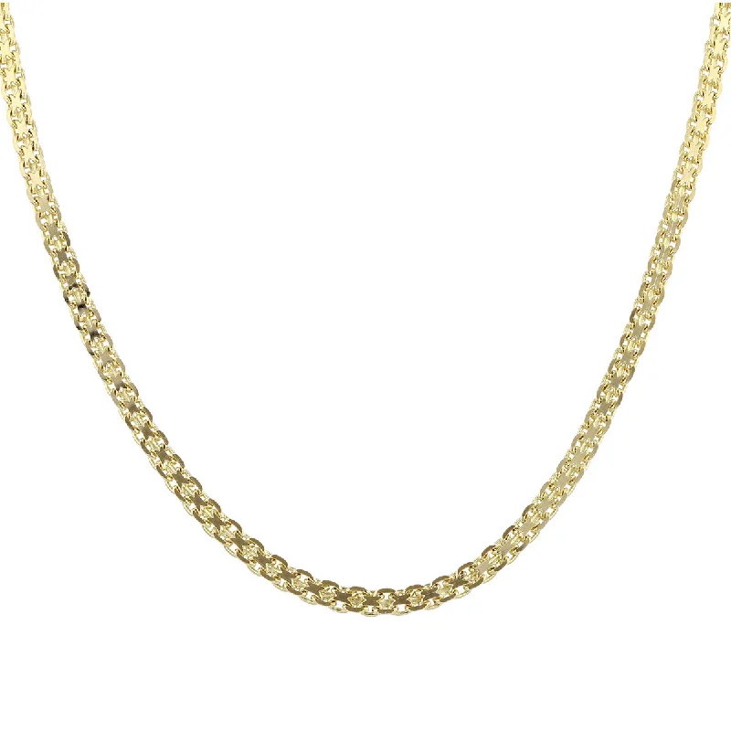 geometric necklaces for women-14K Yellow Gold 4mm Flat Link 18-Inch Necklace