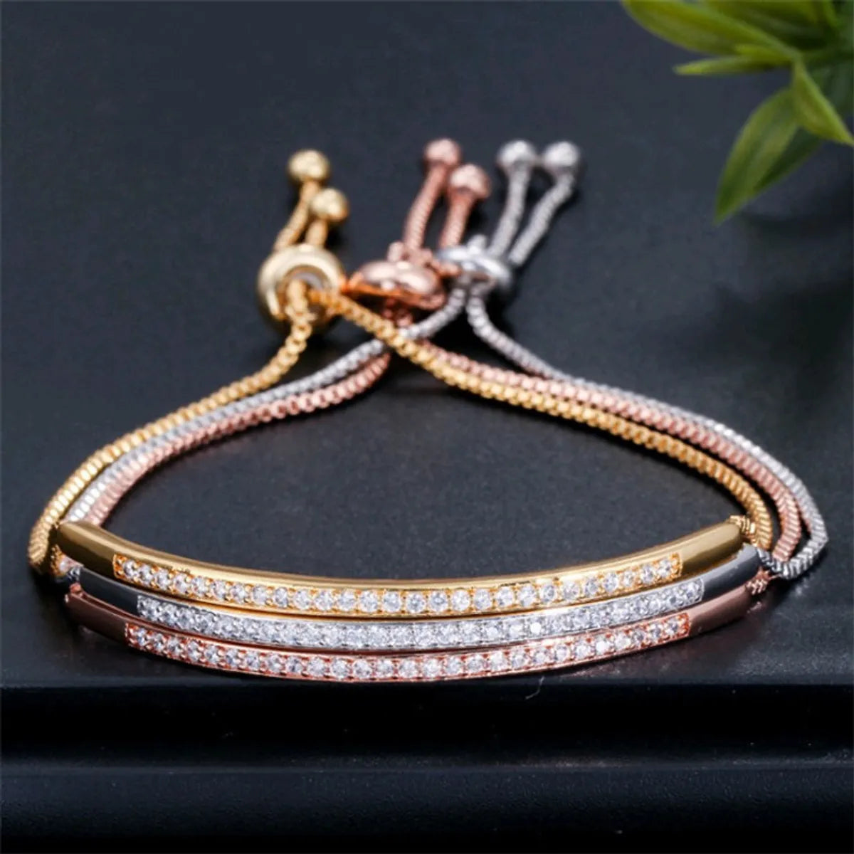 geometric bracelets for women-Fashion Geometric Alloy Copper Inlay Artificial Gemstones Women's Bracelets