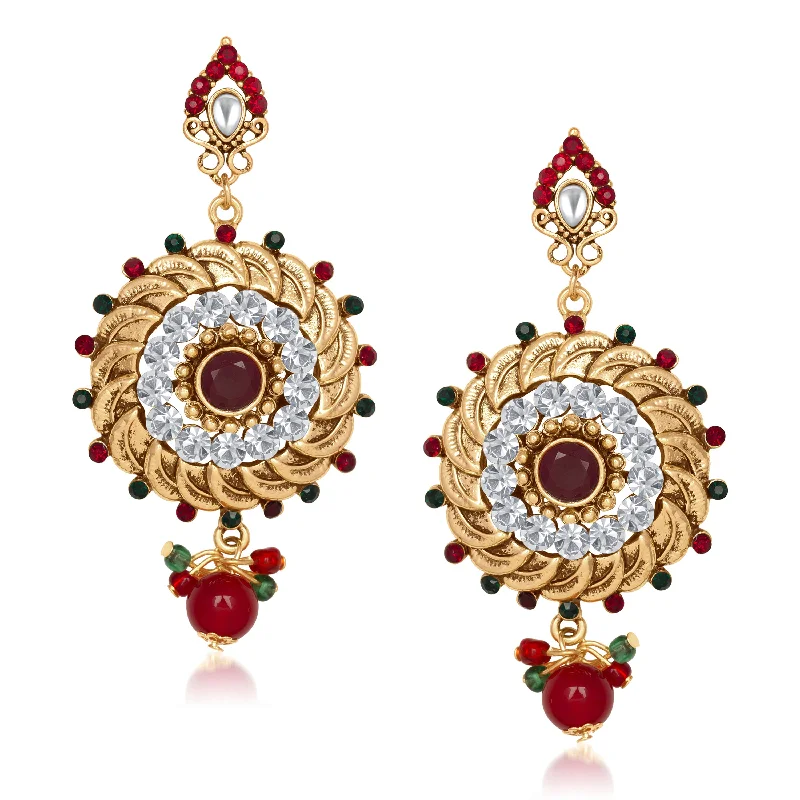 dangly earrings for women-Amina Creation Gold Plated Dangler Earrings