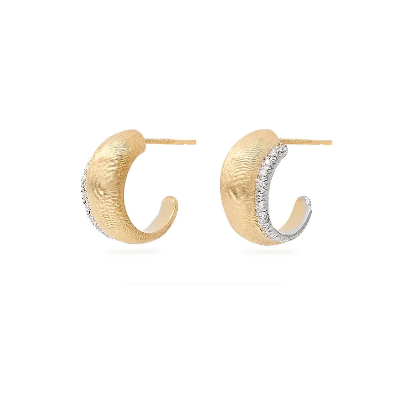 unique earrings for women-18K Yellow Gold Graduated Huggie Earrings With Diamonds