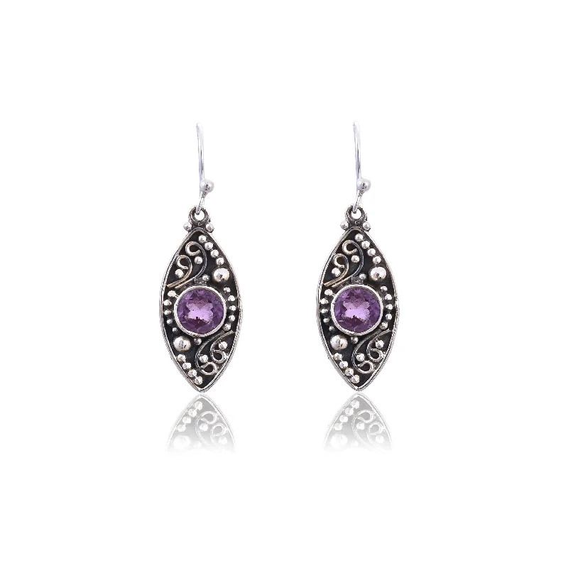 geometric earrings for women-Silver Mountain 925 Silver Amethyst Earring