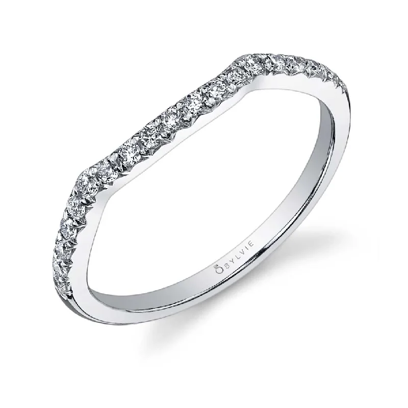 minimalist engagement rings for women-Sylvie Classic Curved Wedding Band-BSY892