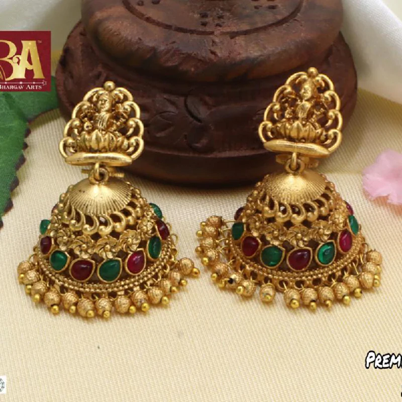 personalized name earrings for women-Bhargav Arts Gold Plated Temple Jhumki Earrings