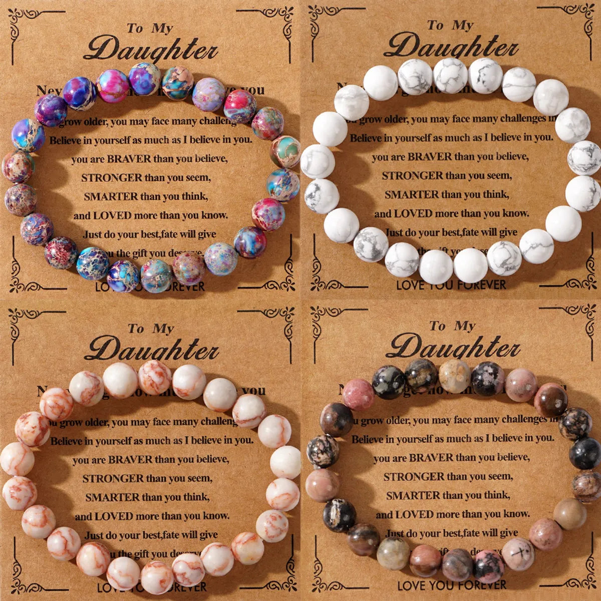 glittering bracelets for women-Vacation Round Semi-precious Stone Beaded Handmade Unisex Bracelets