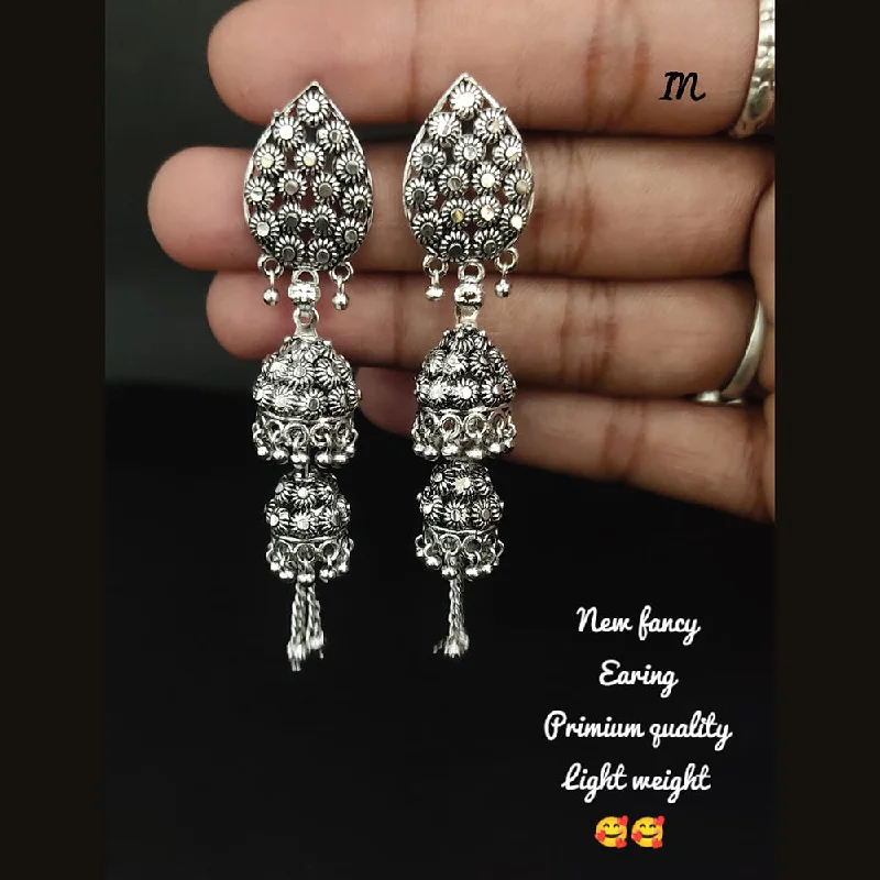 intricate design earrings for women-Lucentarts Jewellery Silver Plated Jhumki Earrings