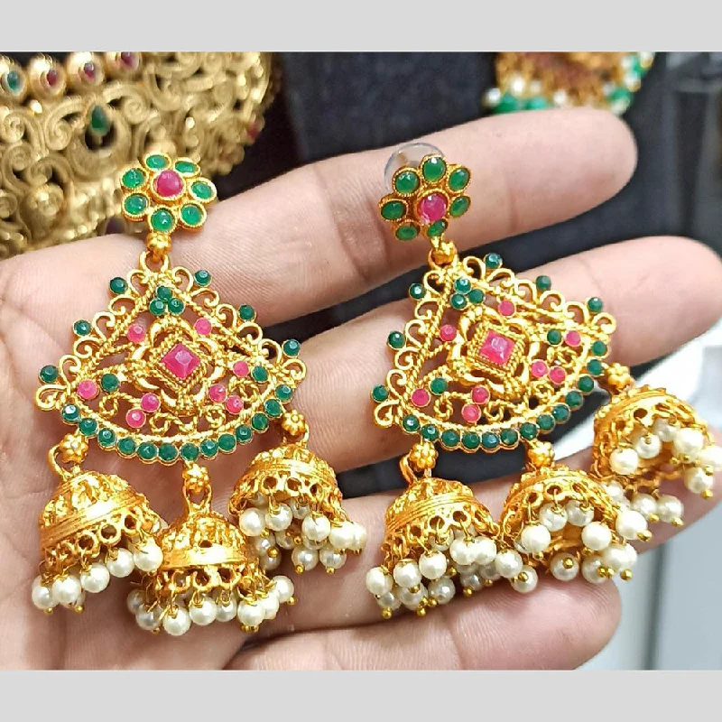 gold tassel earrings for women-Manisha Jewellery Gold Plated Pota Stone Dangler Earrings