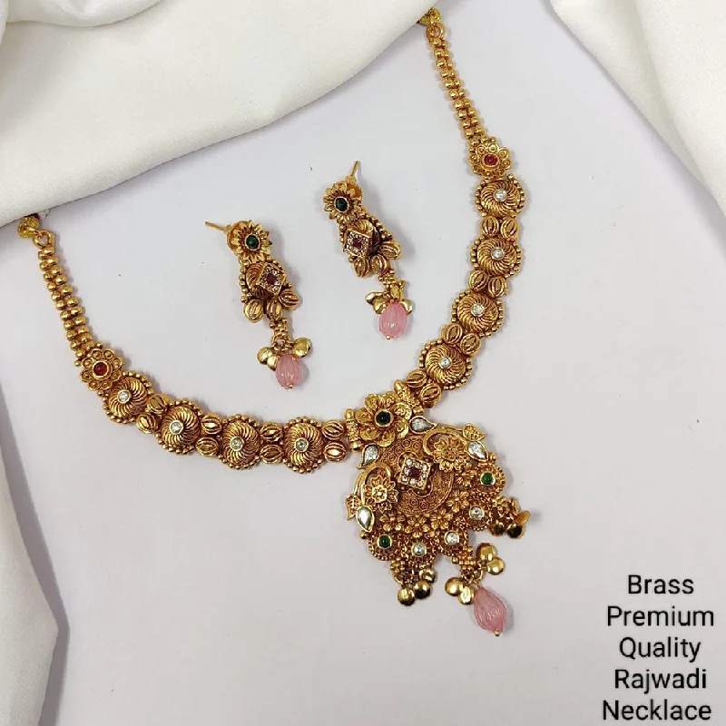 simple necklaces for women-Manisha Jewellery Gold Plated Pota Stone Necklace Set