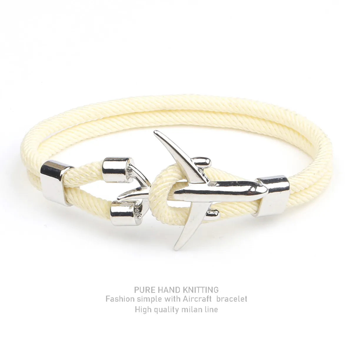 Silver Double Hole Beige Rope