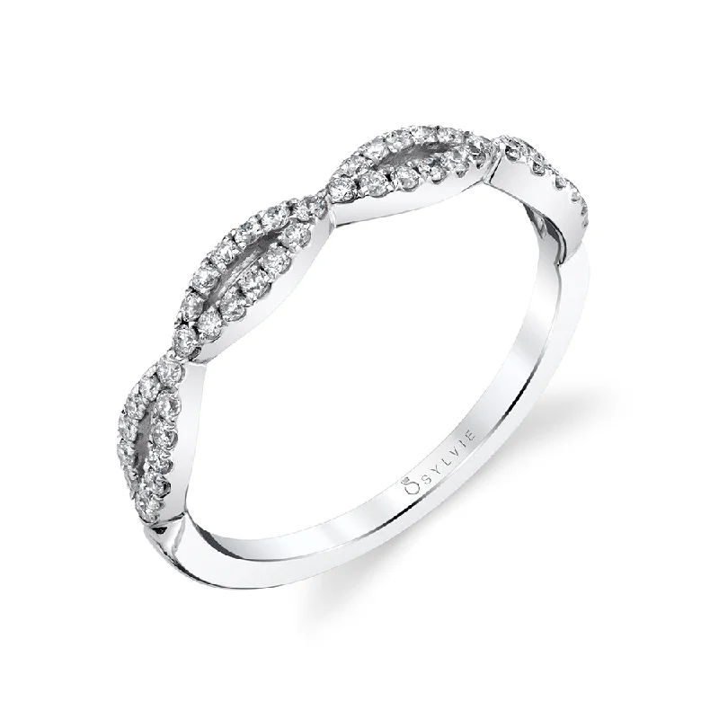 halo diamond engagement rings for women-Sylvie Stackable Wedding Band B0075