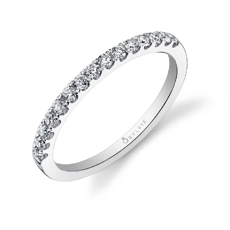 halo engagement rings for women-Sylvie Classic Wedding Band BSY750