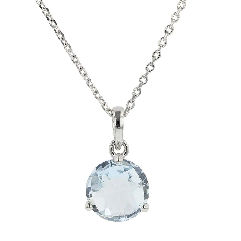 elegant necklaces for women-14K White Gold Aquamarine Pendant Necklace