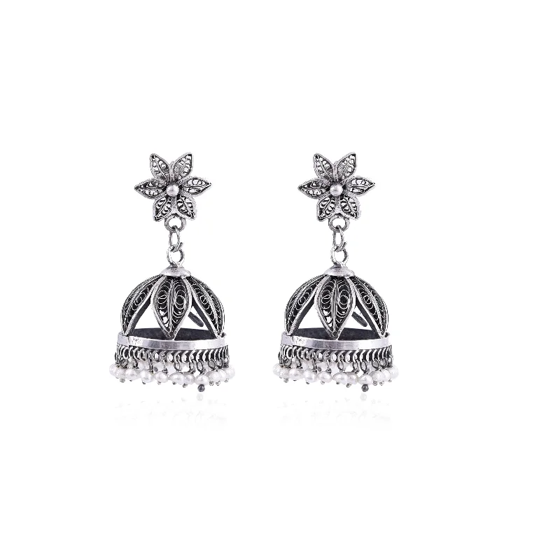 silver dangly earrings for women-Silver Mountain 925 Sterling Jhumki Earrings