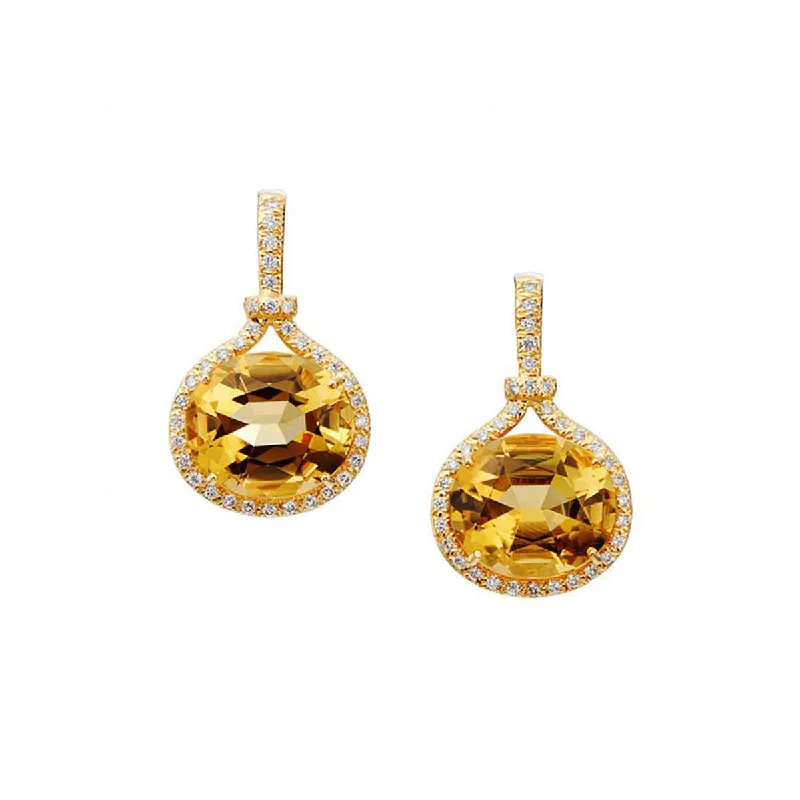 long dangly earrings for women-Gallop Equestrian 18k Yellow Gold Citrine Drop Earrings