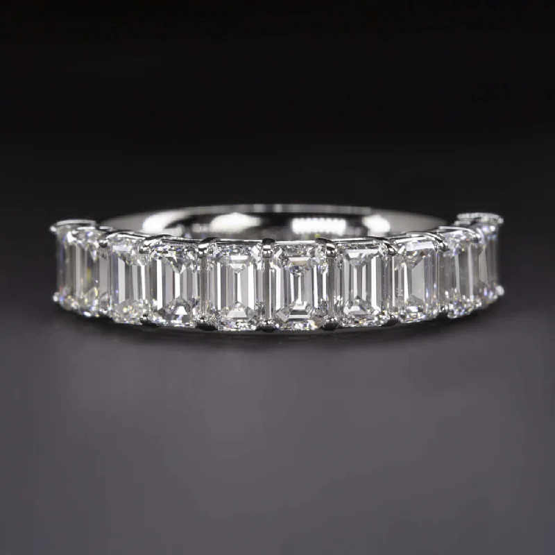 luxury engagement rings for women-2 CARAT EMERALD CUT DIAMOND WEDDING BAND HALF ETERNITY RING WHITE GOLD BAGUETTE