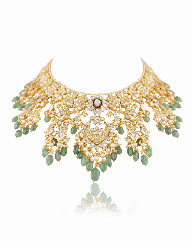 boho chic necklaces for women-Alina Polki And Diamond Necklace