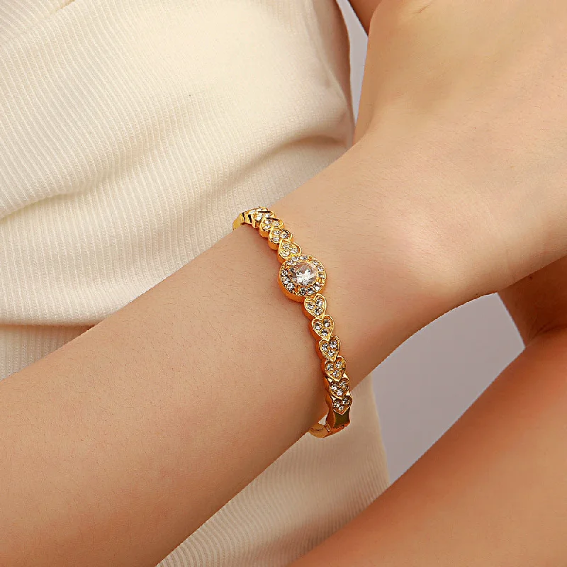 diamond bracelets for women-Wholesale Jewelry Retro Diamond Heart Bracelet Gooddiy