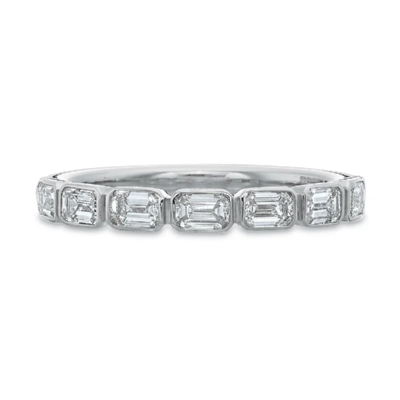 cubic zirconia engagement rings for women-Emerald-cut Diamond Partway Wedding Band