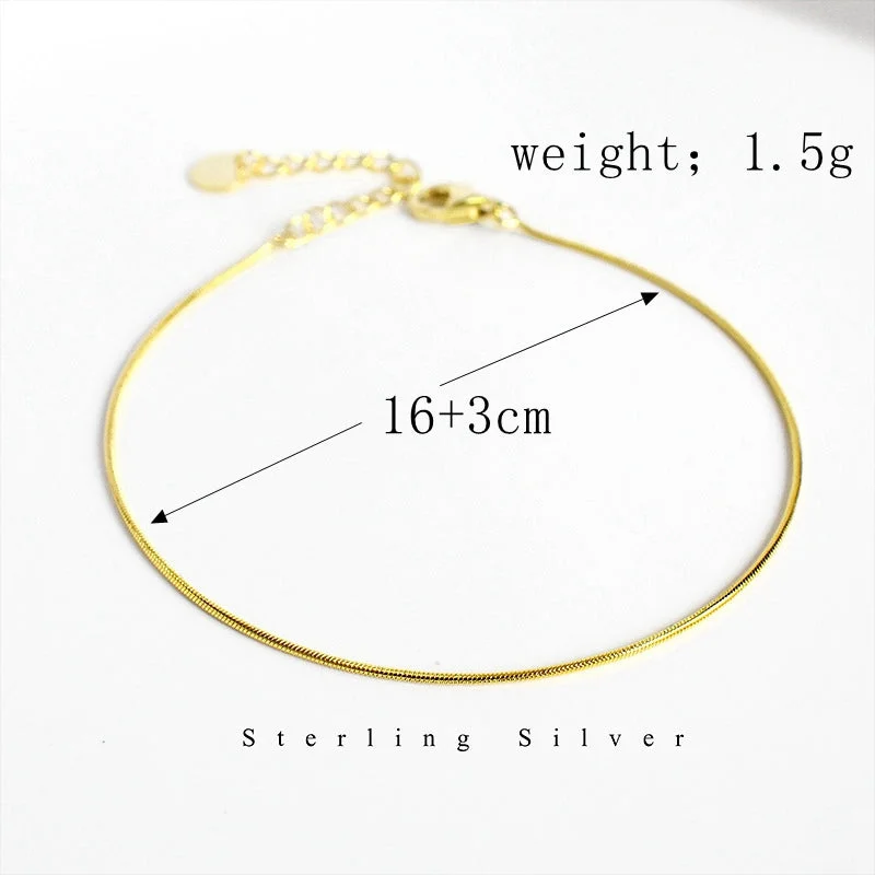 silver chain bracelets for women-Simple Style Classic Style Solid Color Sterling Silver Plating Gold Plated Silver Plated Bracelets