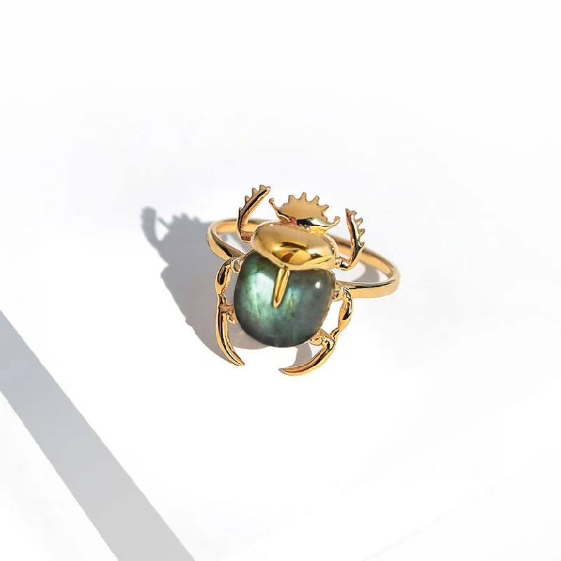 diamond rings for women-Sacred Scarab Gemstone Ring