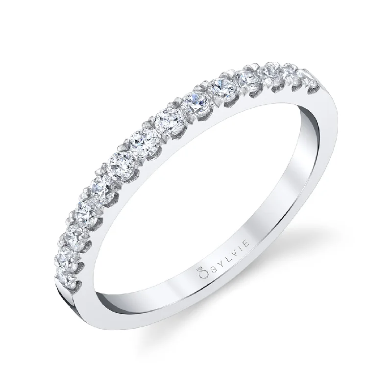 unique halo engagement rings for women-Sylvie Classic Wedding Band BS1574