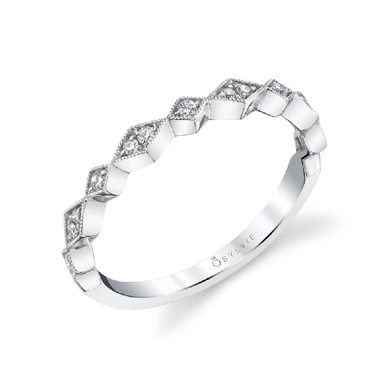 affordable engagement rings with diamonds for women-Sylvie Stackable Wedding Band B0079