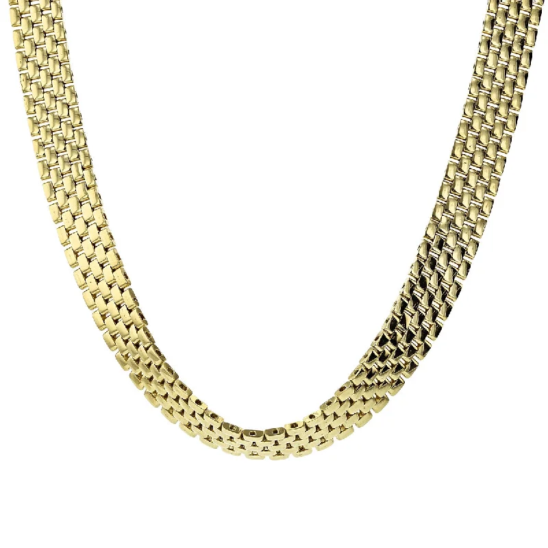 pearl necklaces for women-14K Gold Polished Brick Mesh 16-Inch Necklace