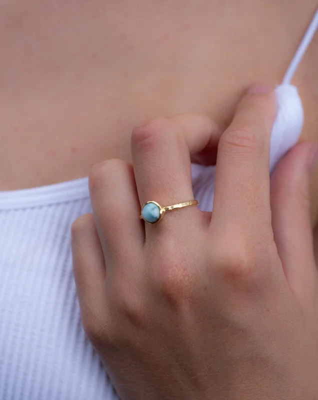 promise rings for women-Larimar Ring ~ Gold Plated ~ MR235