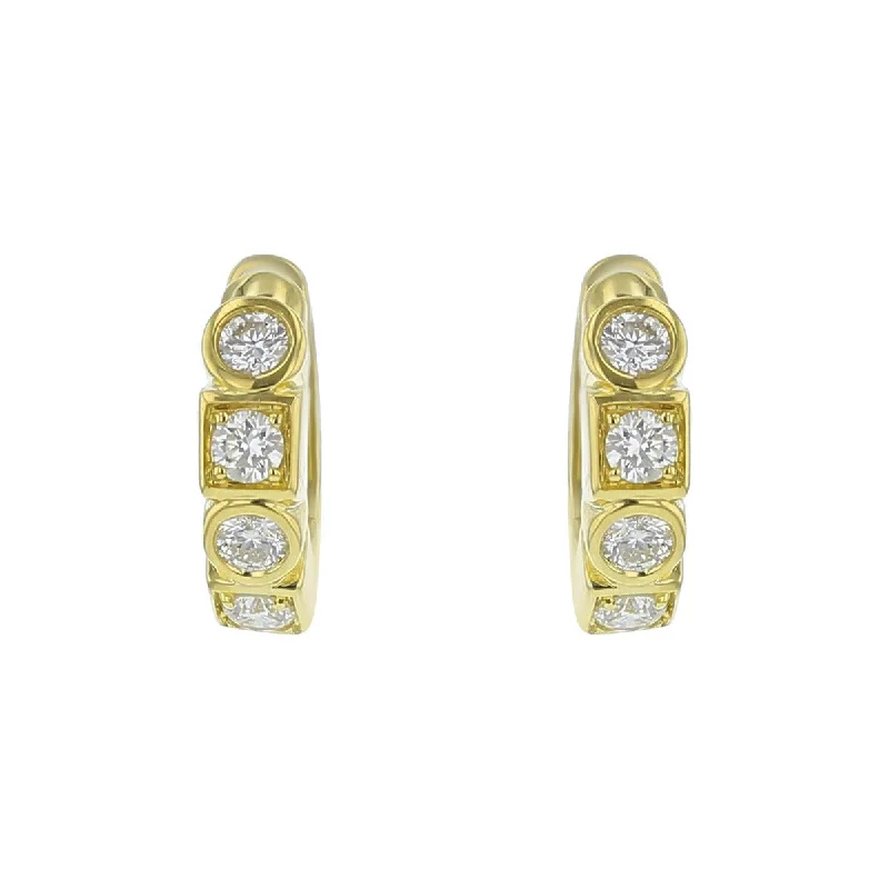 drop earrings with pearls for women-Diamond Circle and Square Hoop Earrings