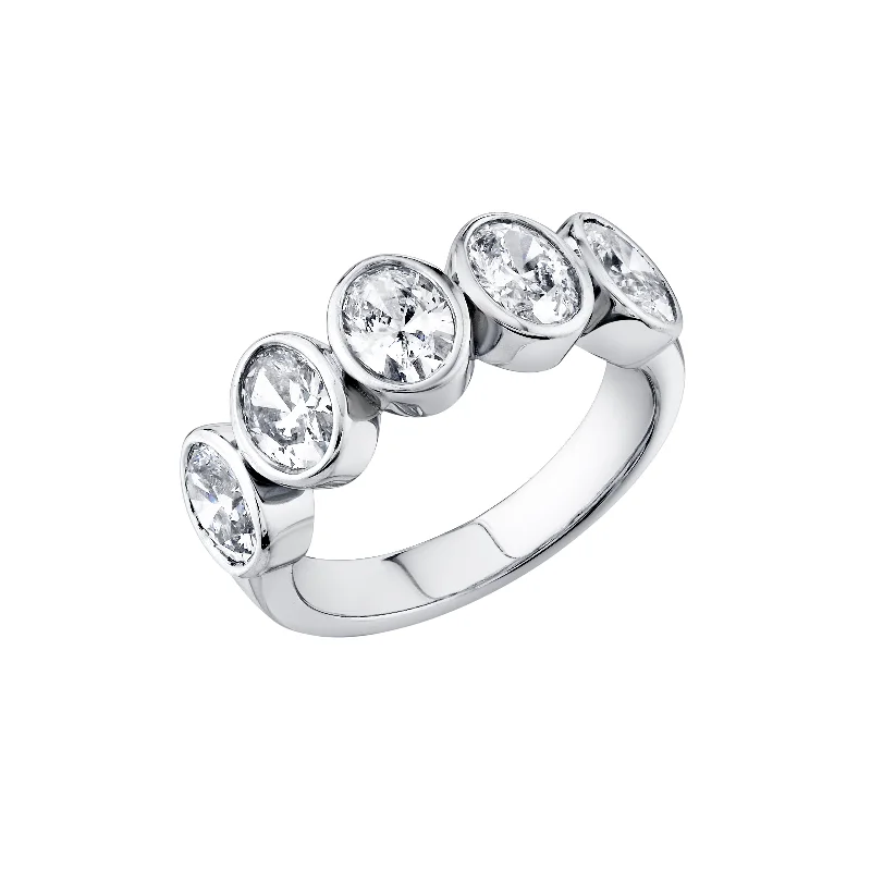 unique rings for women-Bezel Oval Diamond Band