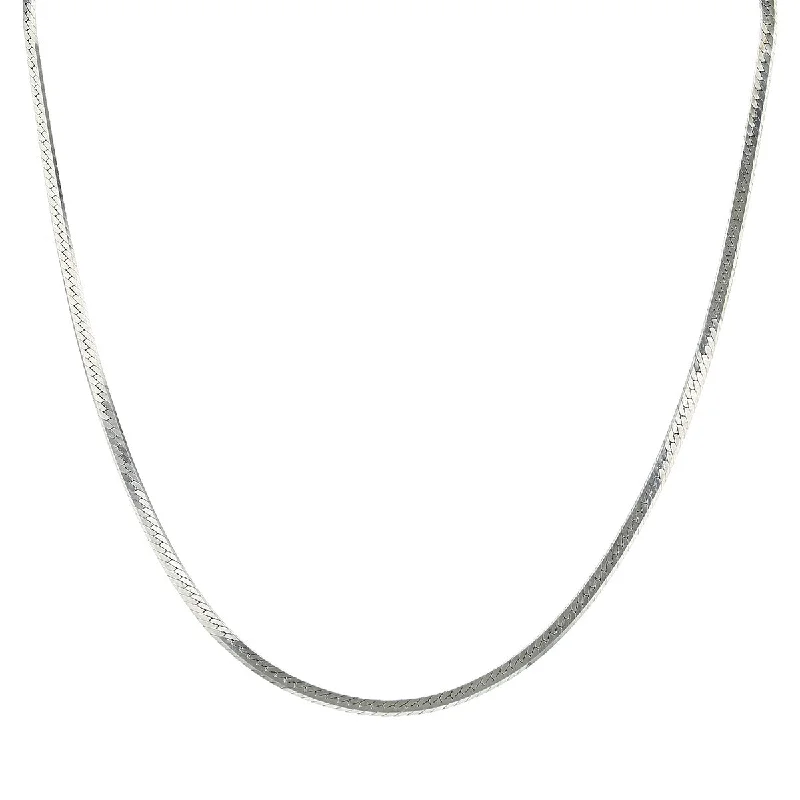 pearl strand necklaces for women-14K White Gold Flat Chain Necklace