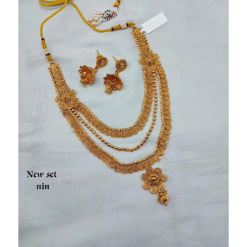 dainty gold necklaces for women-Akruti Collection Gold Plated Necklace Set