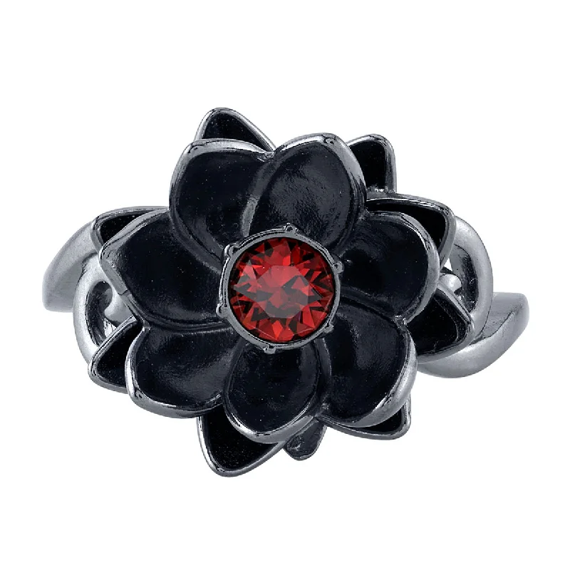 cushion cut rings for women-Magic: The Gathering X RockLove Black Lotus Crystal Ring