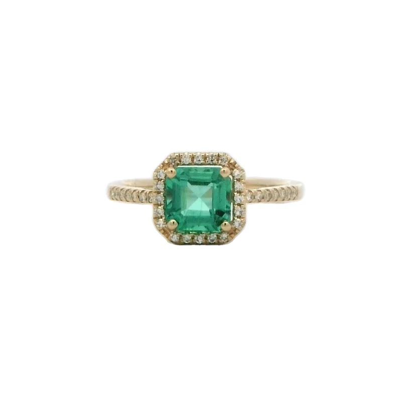 zirconia rings for women-Emerald Ring in Yellow Gold