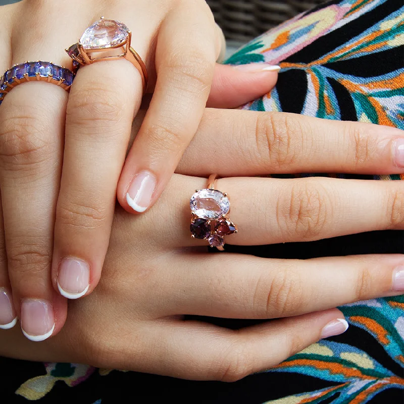 bold rings for women-Blush Morganite 14k Rose Gold Ring